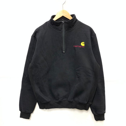 【中古品】【メンズ】 Carhartt カーハート AMERICAN SCRIPT SWEAT ハーフジップスウェット ブランド 古着 145-250224-gm-26-fuz サイズ：M カラー：ブラック 万代Net店