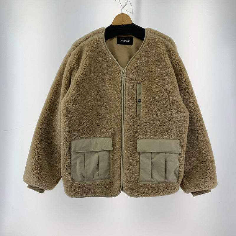 【中古品】【メンズ】  AVIREX 783-4252057 BOA CARDIGAN アヴィレックス 145-250301-st-15-fuz サイズ：L カラー：ベージュ 万代Net店