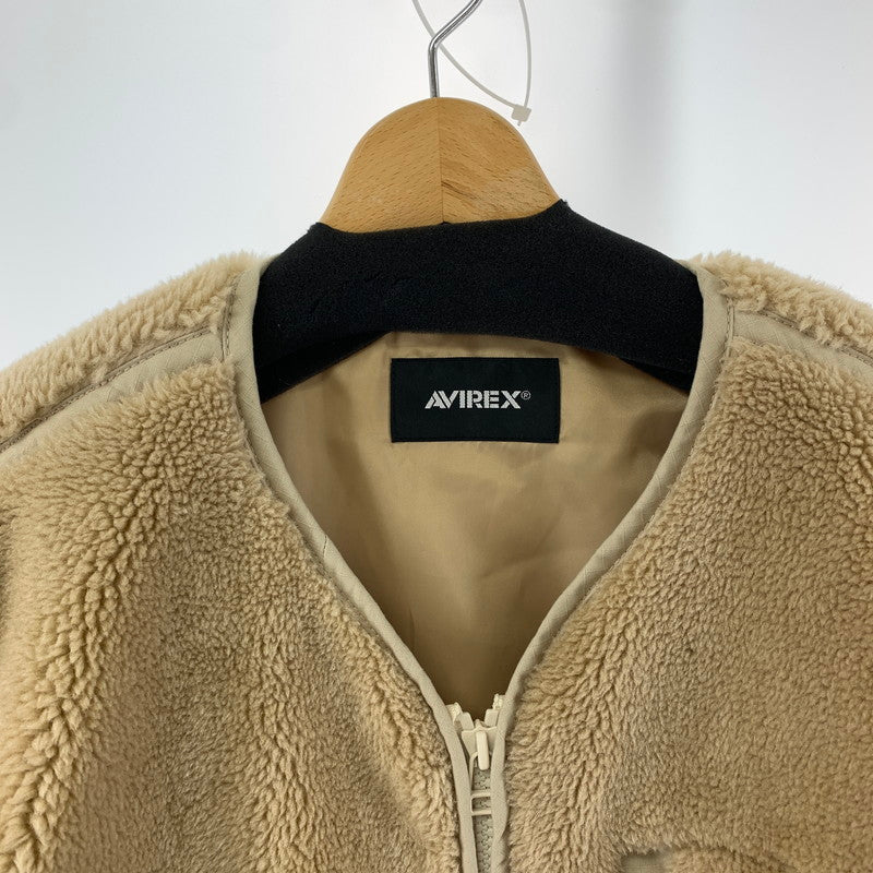 【中古品】【メンズ】  AVIREX 783-4252057 BOA CARDIGAN アヴィレックス 145-250301-st-15-fuz サイズ：L カラー：ベージュ 万代Net店