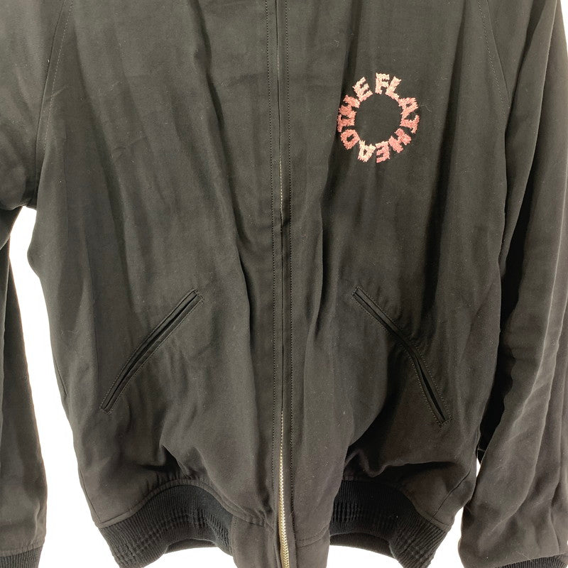 【中古品】【メンズ】 THE FLAT HEAD フラットヘッド レーヨンツイルジャケット スカジャン ドラゴン刺繍 裏地レオパード柄 145-250310-nm-02-fuz サイズ：40 カラー：ブラック 万代Net店