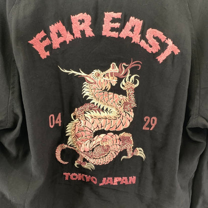 【中古品】【メンズ】 THE FLAT HEAD フラットヘッド レーヨンツイルジャケット スカジャン ドラゴン刺繍 裏地レオパード柄 145-250310-nm-02-fuz サイズ：40 カラー：ブラック 万代Net店