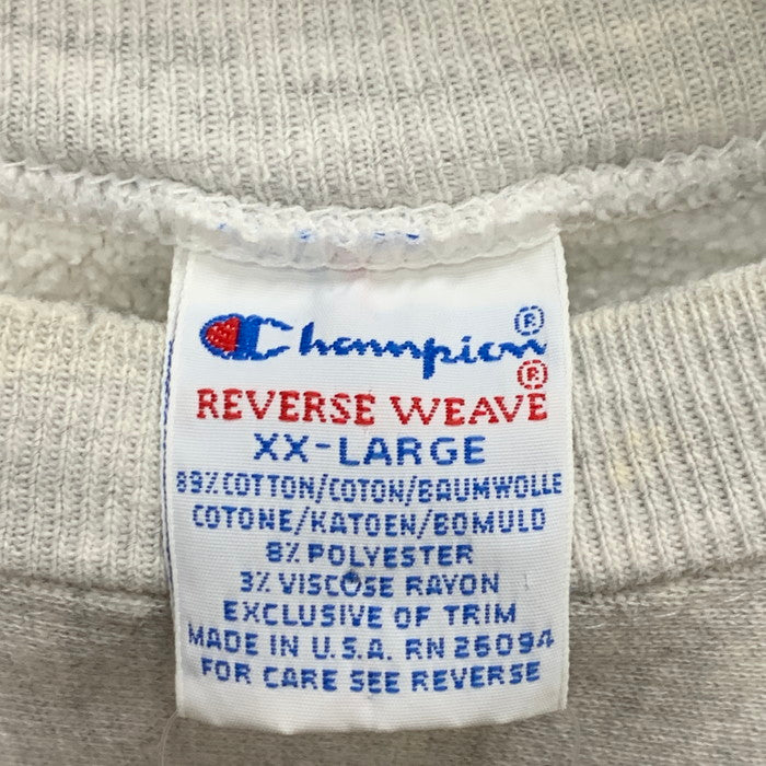 【中古品】【メンズ】 Champion チャンピオン 90s UCONN REVERSE WEAVE リバースウィーブ スウェット トップス ブランド 古着 145-250329-gm-36-fuz サイズ：XXL カラー：グレー 万代Net店