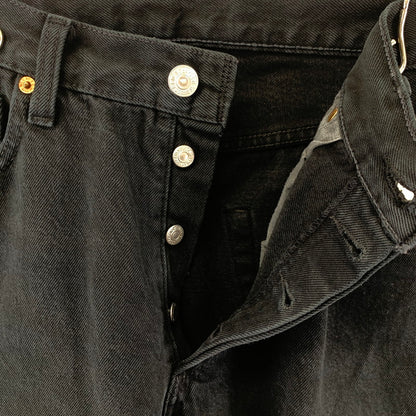 【中古品】【メンズ】 LEVI'S 501 ユーロリーバイス Levis BLACK DENIM PANTS ブラック デニムパンツ ボタン裏刻印247 00501 0165 ストレート 古着 ※ダメージあり 156-250401-nm-03-fuz サイズ：W33 カラー：ブラック 万代Net店