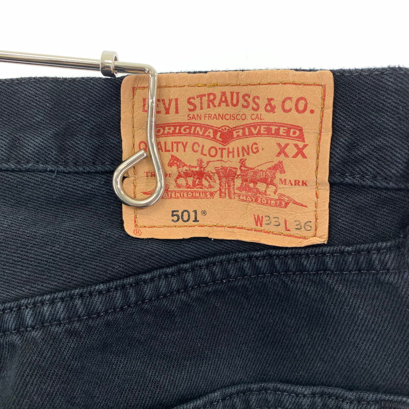 【中古品】【メンズ】 LEVI'S 501 ユーロリーバイス Levis BLACK DENIM PANTS ブラック デニムパンツ ボタン裏刻印247 00501 0165 ストレート 古着 ※ダメージあり 156-250401-nm-03-fuz サイズ：W33 カラー：ブラック 万代Net店