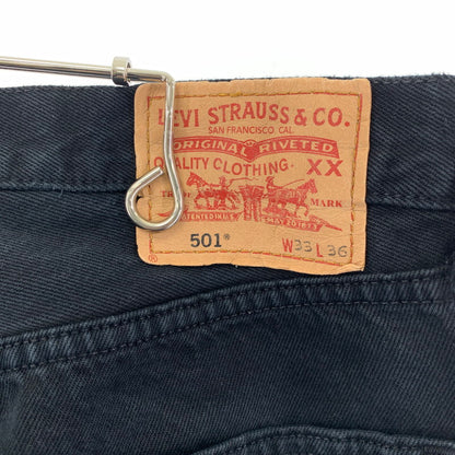 【中古品】【メンズ】 LEVI'S 501 ユーロリーバイス Levis BLACK DENIM PANTS ブラック デニムパンツ ボタン裏刻印247 00501 0165 ストレート 古着 ※ダメージあり 156-250401-nm-03-fuz サイズ：W33 カラー：ブラック 万代Net店