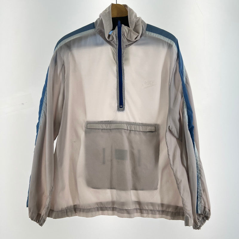 【中古品】【メンズ】 NIKE ナイキ ナイロンプルオーバー ホワイト 紺タグ 上着 アウター SIZE:L ハーフジップ 80S ※シミ汚れ大あり・ナイキのマーク消えかけ 148-260919-io-29-fuzh 万代Net店