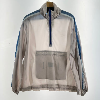 【中古品】【メンズ】 NIKE ナイキ ナイロンプルオーバー ホワイト 紺タグ 上着 アウター SIZE:L ハーフジップ 80S ※シミ汚れ大あり・ナイキのマーク消えかけ 148-260919-io-29-fuzh 万代Net店