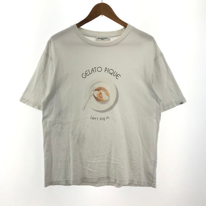 【中古品】【メンズ】 GELATO PIQUE HOMME ジェラートピケ オム プレート ロゴ パンケーキ Tシャツ 半袖 古着 141-250430-mh-05-fuz サイズ：M カラー：ホワイト 万代Net店