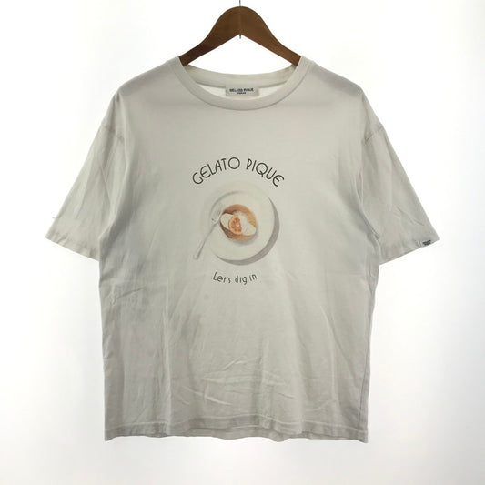 【中古品】【メンズ】 GELATO PIQUE HOMME ジェラートピケ オム プレート ロゴ パンケーキ Tシャツ 半袖 古着 141-250430-mh-05-fuz サイズ：M カラー：ホワイト 万代Net店