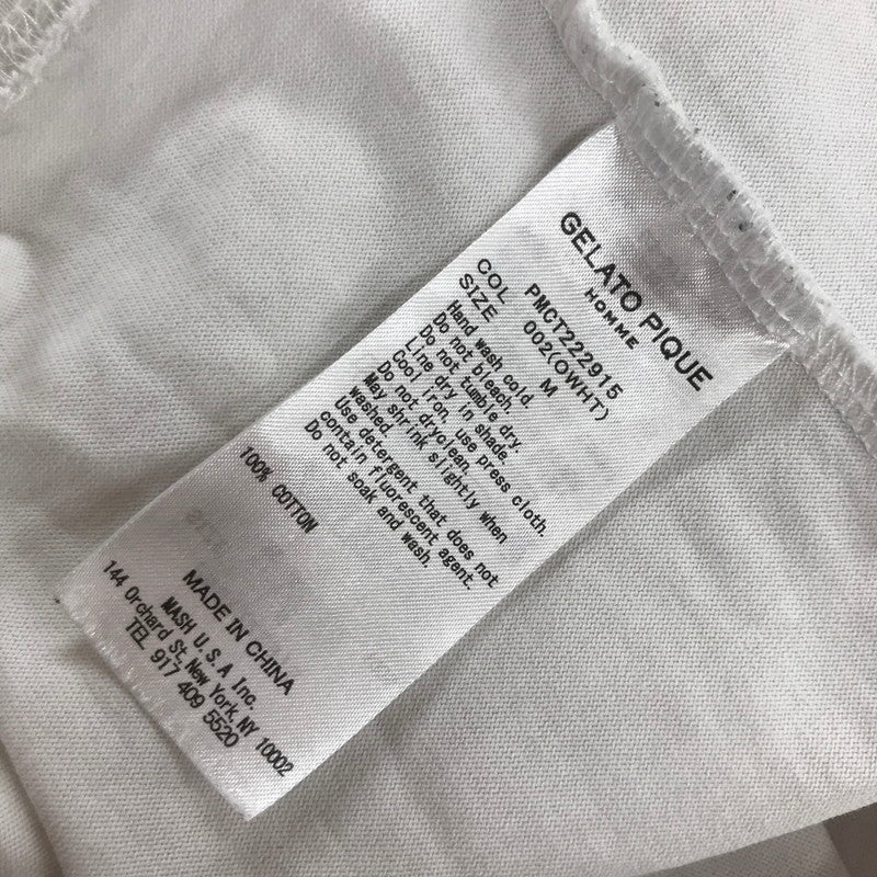 【中古品】【メンズ】 GELATO PIQUE HOMME ジェラートピケ オム プレート ロゴ パンケーキ Tシャツ 半袖 古着 141-250430-mh-05-fuz サイズ：M カラー：ホワイト 万代Net店