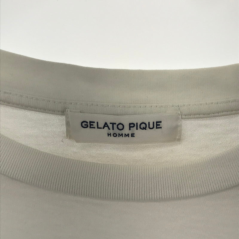 【中古品】【メンズ】 GELATO PIQUE HOMME ジェラートピケ オム プレート ロゴ パンケーキ Tシャツ 半袖 古着 141-250430-mh-05-fuz サイズ：M カラー：ホワイト 万代Net店