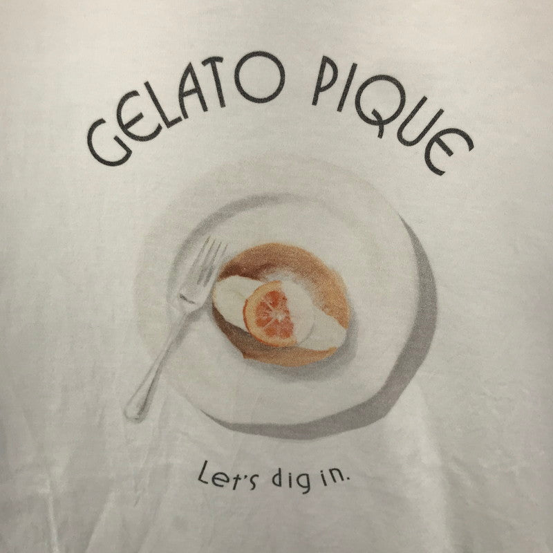 【中古品】【メンズ】 GELATO PIQUE HOMME ジェラートピケ オム プレート ロゴ パンケーキ Tシャツ 半袖 古着 141-250430-mh-05-fuz サイズ：M カラー：ホワイト 万代Net店