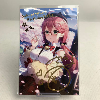 【中古美品】 ホロライブ さくらみこ 誕生日記念2021 数量限定全部セット特典 直筆サイン入り箔押しポストカード 053-260226-ny-02-fuzh 万代Net店