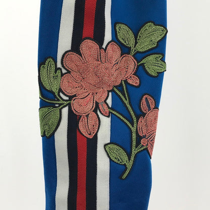 【中古品】【メンズ/レディース】 GUCCI グッチ 473357 X5S58 フラワー エンブロイダリー サイドライン ジャージー ボトムス 古着 裾パーツ欠品 171-251109-xz-4-fuz サイズ：XS カラー：ブルー 万代Net店