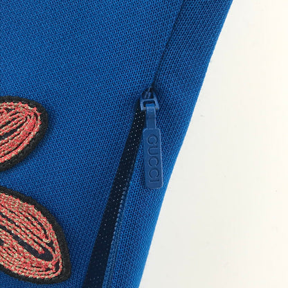 【中古品】【メンズ/レディース】 GUCCI グッチ 473357 X5S58 フラワー エンブロイダリー サイドライン ジャージー ボトムス 古着 裾パーツ欠品 171-251109-xz-4-fuz サイズ：XS カラー：ブルー 万代Net店