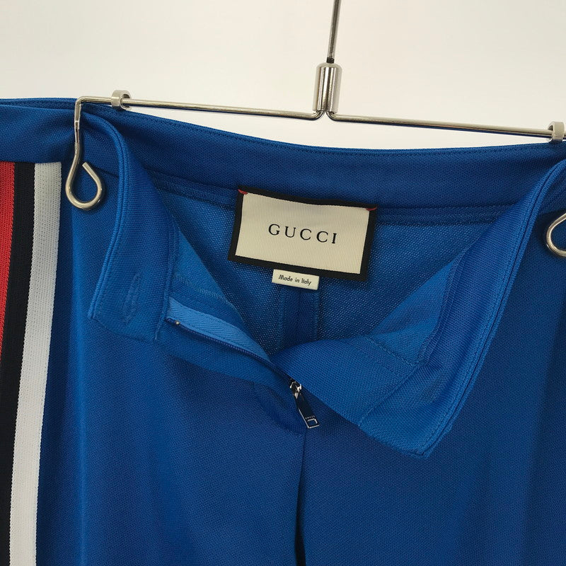 【中古品】【メンズ/レディース】 GUCCI グッチ 473357 X5S58 フラワー エンブロイダリー サイドライン ジャージー ボトムス 古着 裾パーツ欠品 171-251109-xz-4-fuz サイズ：XS カラー：ブルー 万代Net店