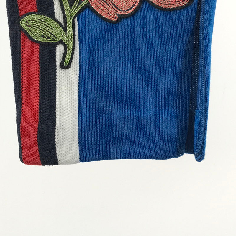 【中古品】【メンズ/レディース】 GUCCI グッチ 473357 X5S58 フラワー エンブロイダリー サイドライン ジャージー ボトムス 古着 裾パーツ欠品 171-251109-xz-4-fuz サイズ：XS カラー：ブルー 万代Net店