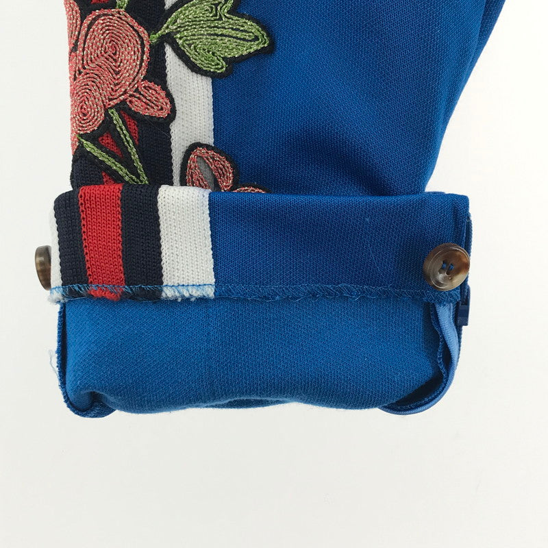 【中古品】【メンズ/レディース】 GUCCI グッチ 473357 X5S58 フラワー エンブロイダリー サイドライン ジャージー ボトムス 古着 裾パーツ欠品 171-251109-xz-4-fuz サイズ：XS カラー：ブルー 万代Net店