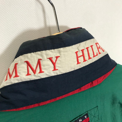 【中古品】【メンズ】 TOMMY HILFIGER トミー ヒルフィガー NYLON JACKET ナイロン ジャケット ブルガリア製 アウター 古着 147-260212-mh-09-fuz サイズ：L カラー：グリーン 万代Net店