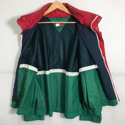 【中古品】【メンズ】 TOMMY HILFIGER トミー ヒルフィガー NYLON JACKET ナイロン ジャケット ブルガリア製 アウター 古着 147-260212-mh-09-fuz サイズ：L カラー：グリーン 万代Net店