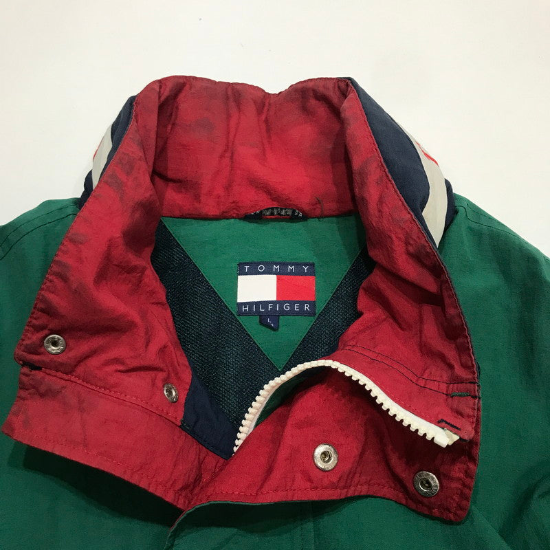 【中古品】【メンズ】 TOMMY HILFIGER トミー ヒルフィガー NYLON JACKET ナイロン ジャケット ブルガリア製 アウター 古着 147-260212-mh-09-fuz サイズ：L カラー：グリーン 万代Net店