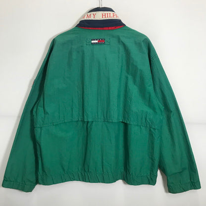 【中古品】【メンズ】 TOMMY HILFIGER トミー ヒルフィガー NYLON JACKET ナイロン ジャケット ブルガリア製 アウター 古着 147-260212-mh-09-fuz サイズ：L カラー：グリーン 万代Net店