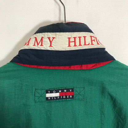 【中古品】【メンズ】 TOMMY HILFIGER トミー ヒルフィガー NYLON JACKET ナイロン ジャケット ブルガリア製 アウター 古着 147-260212-mh-09-fuz サイズ：L カラー：グリーン 万代Net店