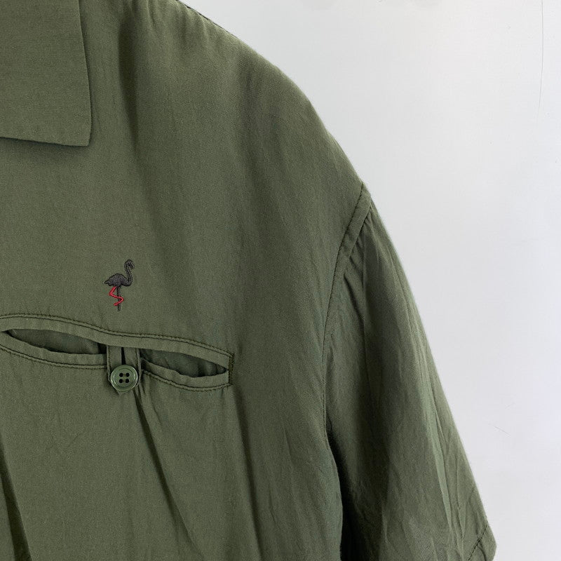 【中古品】【メンズ】 SILAS サイラス FLAMINGO OPEN SHIRT フラミンゴ オープンシャツ 半袖シャツ KHAKI SIZE:M ※襟スレ・毛玉の着用感あり 142-260917-io-24-fuzh カラー：カーキ 万代Net店
