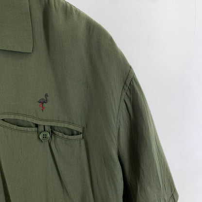 【中古品】【メンズ】 SILAS サイラス FLAMINGO OPEN SHIRT フラミンゴ オープンシャツ 半袖シャツ KHAKI SIZE:M ※襟スレ・毛玉の着用感あり 142-260917-io-24-fuzh カラー：カーキ 万代Net店