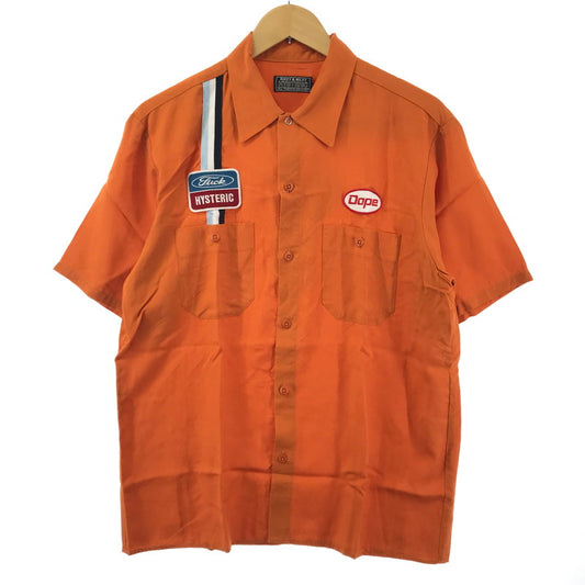 【中古品】【メンズ】 HYSTERIC GLAMOUR ヒステリックグラマー 02241AH04 HYSTERIC MOTER ワッペン エンジニア シャツ 半袖 トップス 古着 140-250513-mh-05-fuz サイズ：L カラー：オレンジ 万代Net店