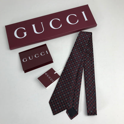 【中古美品】【メンズ】 GUCCI グッチ GG柄 シルク ネクタイ 183-250515-mh-09-fuz カラー：ワイン 万代Net店