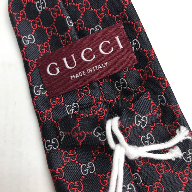 【中古美品】【メンズ】 GUCCI グッチ GG柄 シルク ネクタイ 183-250515-mh-09-fuz カラー：ワイン 万代Net店