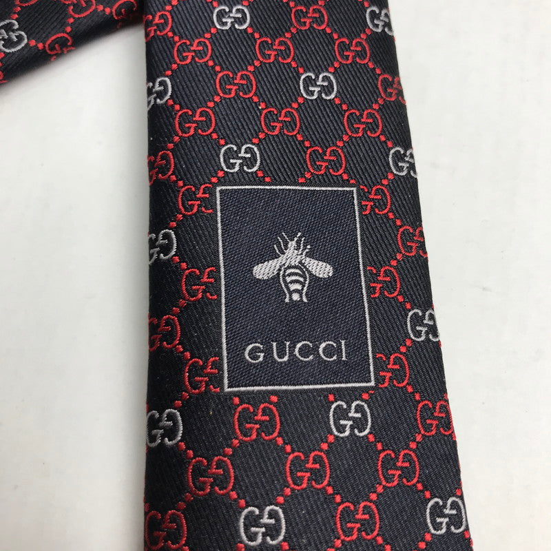 【中古美品】【メンズ】 GUCCI グッチ GG柄 シルク ネクタイ 183-250515-mh-09-fuz カラー：ワイン 万代Net店