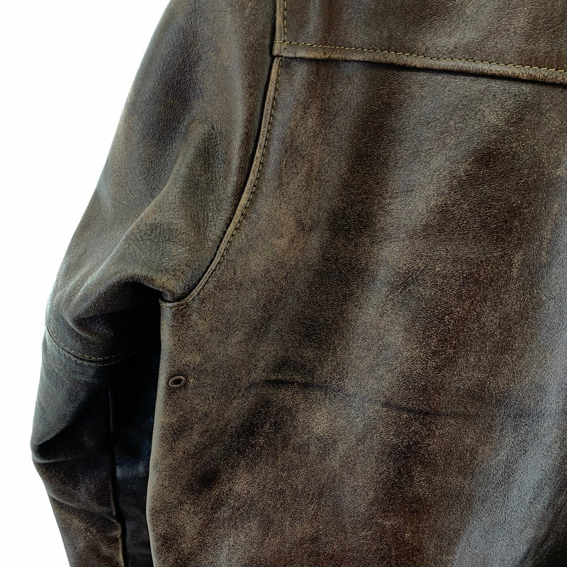 【中古品】【メンズ】  THE FEW ザ フュー 31-800P A-1 フライト レザー ジャケット 革ジャン ジャケット アウター 古着 145-250516-mh-08-fuz サイズ：38 カラー：ブラウン 万代Net店