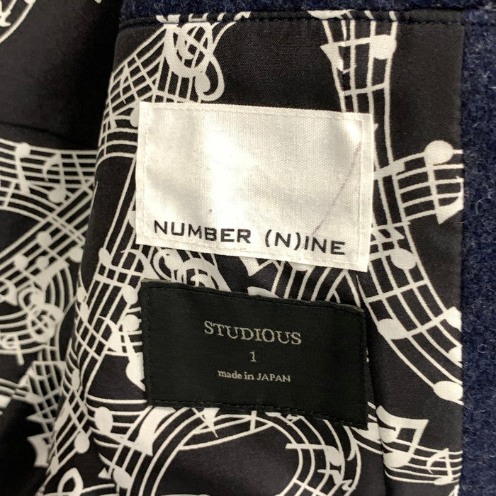 【中古品】【メンズ】 NUMBER(N)INE ナンバーナイン STUDIOUS チェスターコート ウール ジャケット アウター ブランド 古着 140-250607-gm-14-fuz サイズ：01 カラー：ネイビー 万代Net店