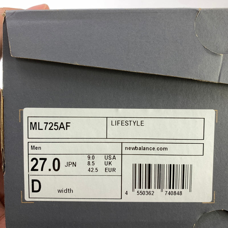 【中古美品】【メンズ】 NEW BALANCE ML725AF スニーカー 靴 ニュー バランス 162-250719-st-23-fuz サイズ：27.0cm カラー：ホワイト 万代Net店