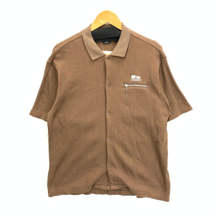 【中古品】【メンズ】 HUF ハフ 半袖ニットシャツ トップス ブランド 古着 142-250615-gm-09-fuz サイズ：S カラー：ブラウン 万代Net店