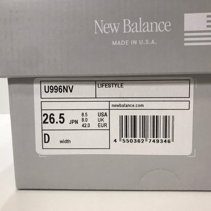 【中古美品】【メンズ】 NEW BALANCE ニューバランス U996NV スニーカー シューズ 靴 162-250627-mh-12-fuz サイズ：26.5 カラー：ネイビー 万代Net店
