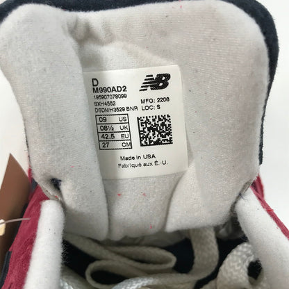 【中古美品】【メンズ】 NEW BALANCE ニューバランス M990AD2 スニーカー シューズ 靴 162-250627-mh-10-fuz サイズ：27 カラー：レッド 万代Net店
