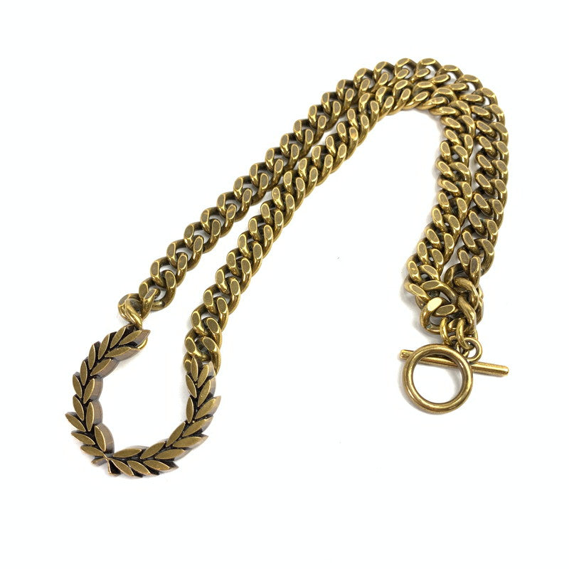 【中古品】【メンズ/レディース】 FRED PERRY フレッドペリー 喜平ネックレス 月桂樹ロゴ ネックレス ゴールドカラー アクセサリー 192-260115-io-10-fuz 万代Net店