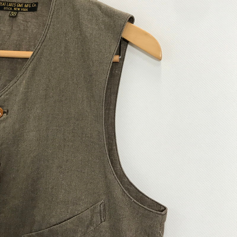 【中古品】【メンズ】  FREEWHEELERS フリーホイーラーズ COLUMBIA COLLARLESS VEST コロンビア カラーレス ベスト トップス 古着 145-250704-mh-05-fuz サイズ：38 カラー：ベージュ 万代Net店