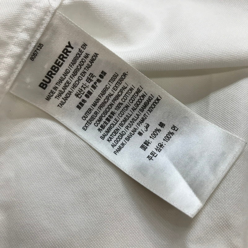 【中古品】【メンズ】 BURBERRY バーバリー 8057135 ロゴ ラベル アップリケ 長袖 シャツ トップス 古着 141-250708-mh-02-fuz サイズ：M カラー：ホワイト 万代Net店