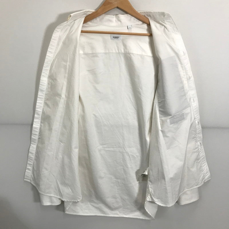 【中古品】【メンズ】 BURBERRY バーバリー 8057135 ロゴ ラベル アップリケ 長袖 シャツ トップス 古着 141-250708-mh-02-fuz サイズ：M カラー：ホワイト 万代Net店