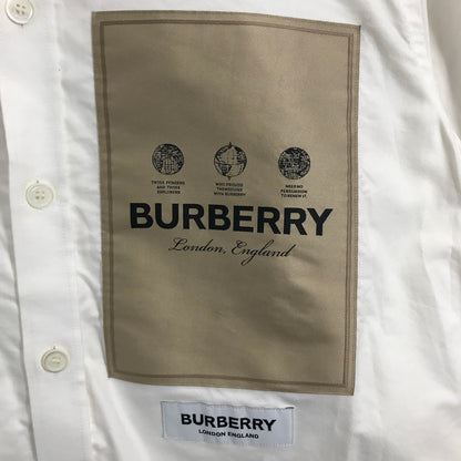 【中古品】【メンズ】 BURBERRY バーバリー 8057135 ロゴ ラベル アップリケ 長袖 シャツ トップス 古着 141-250708-mh-02-fuz サイズ：M カラー：ホワイト 万代Net店