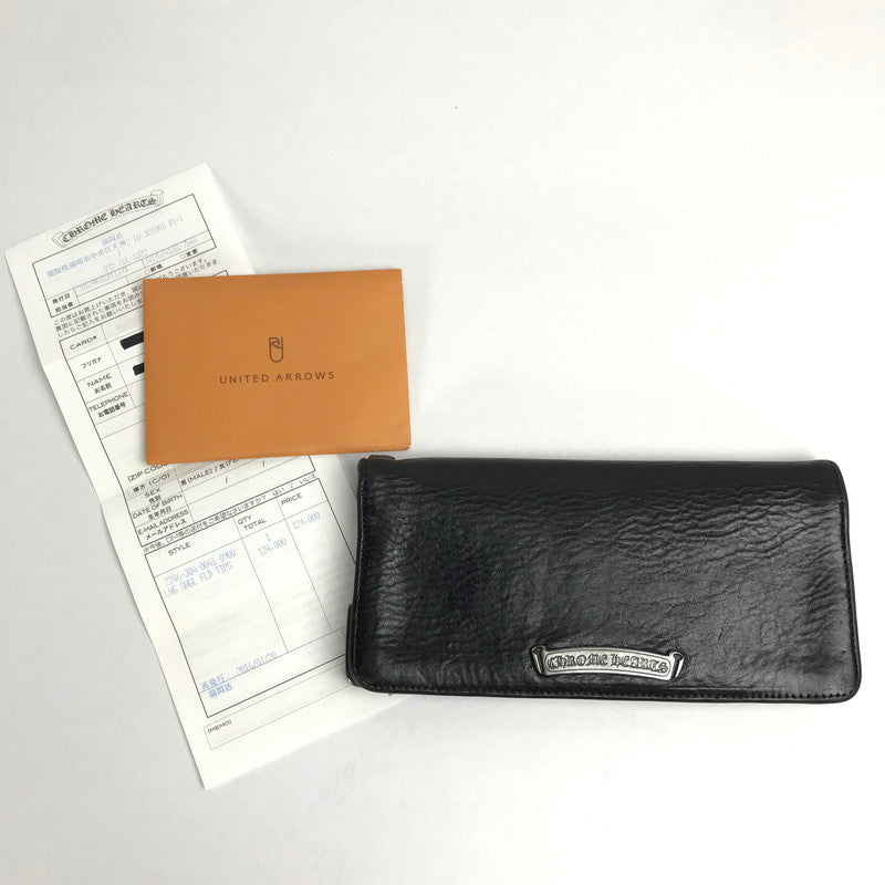 【中古品】【メンズ】  〈インボイス付き〉CHROME HEARTS クロムハーツ シングルフォールド ロングウォレット   LNG SNGL FLD TIPS 長財布 二つ折り 190-250710-nm-01-fuz カラー：ブラック/シルバー 万代Net店