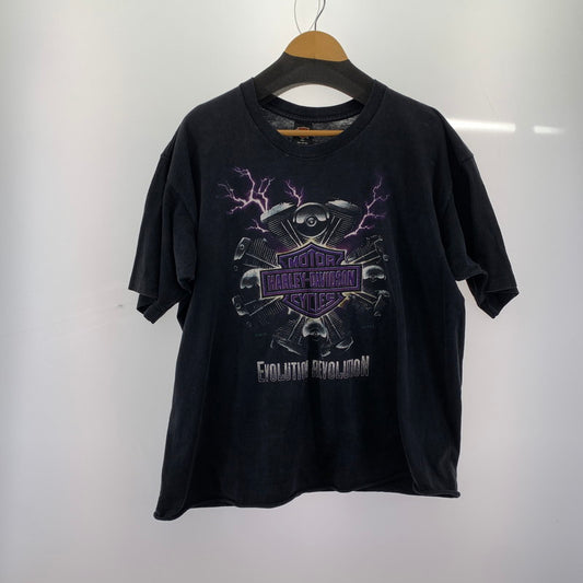 【中古品】【メンズ】 HARLEY DAVIDSON EVOLUTION REVOLUTION THUNDER T-SHIRT ハレー ダビットソン 145-250713-st-01-fuz サイズ：XXL カラー：ブラック 万代Net店