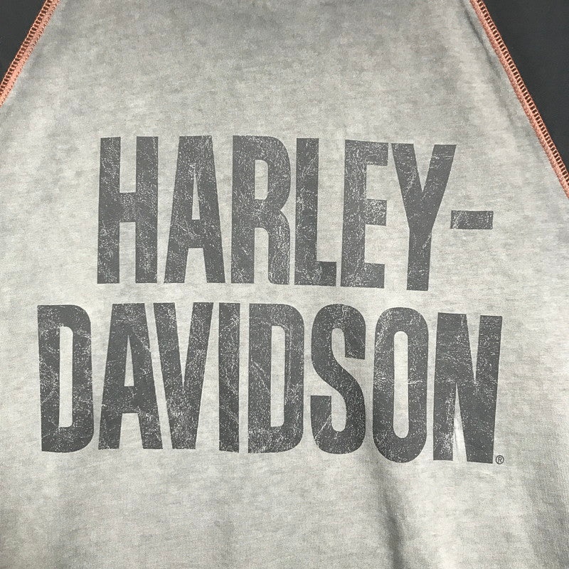 【中古品】【メンズ】 HARLEY-DAVIDSON ハーレーダビッドソン COLORBLOCK DESIGN TEE ロゴ Tシャツ 半袖 トップス 古着 145-250718-mh-04-fuz サイズ：M カラー：グレー ブラック 万代Net店