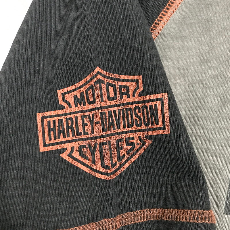 【中古品】【メンズ】 HARLEY-DAVIDSON ハーレーダビッドソン COLORBLOCK DESIGN TEE ロゴ Tシャツ 半袖 トップス 古着 145-250718-mh-04-fuz サイズ：M カラー：グレー ブラック 万代Net店