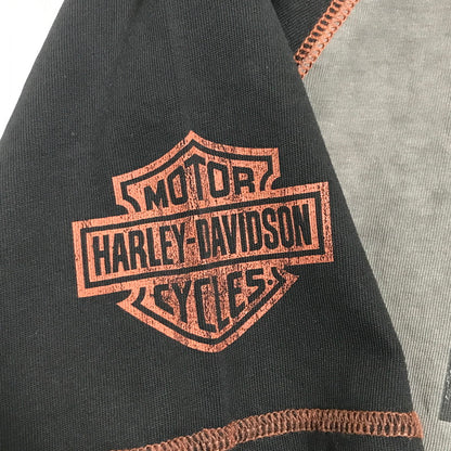 【中古品】【メンズ】 HARLEY-DAVIDSON ハーレーダビッドソン COLORBLOCK DESIGN TEE ロゴ Tシャツ 半袖 トップス 古着 145-250718-mh-04-fuz サイズ：M カラー：グレー ブラック 万代Net店