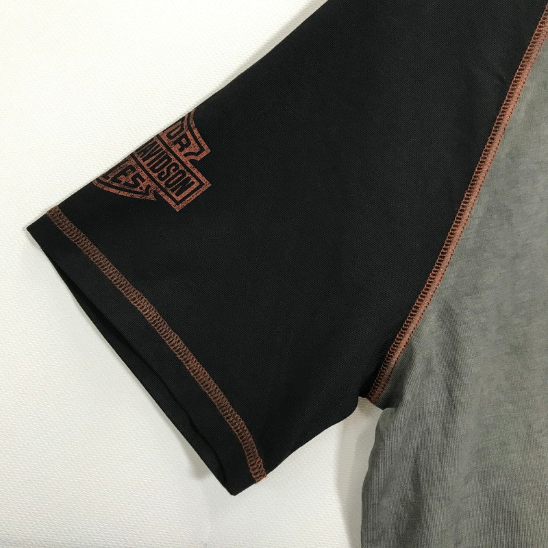 【中古品】【メンズ】 HARLEY-DAVIDSON ハーレーダビッドソン COLORBLOCK DESIGN TEE ロゴ Tシャツ 半袖 トップス 古着 145-250718-mh-04-fuz サイズ：M カラー：グレー ブラック 万代Net店
